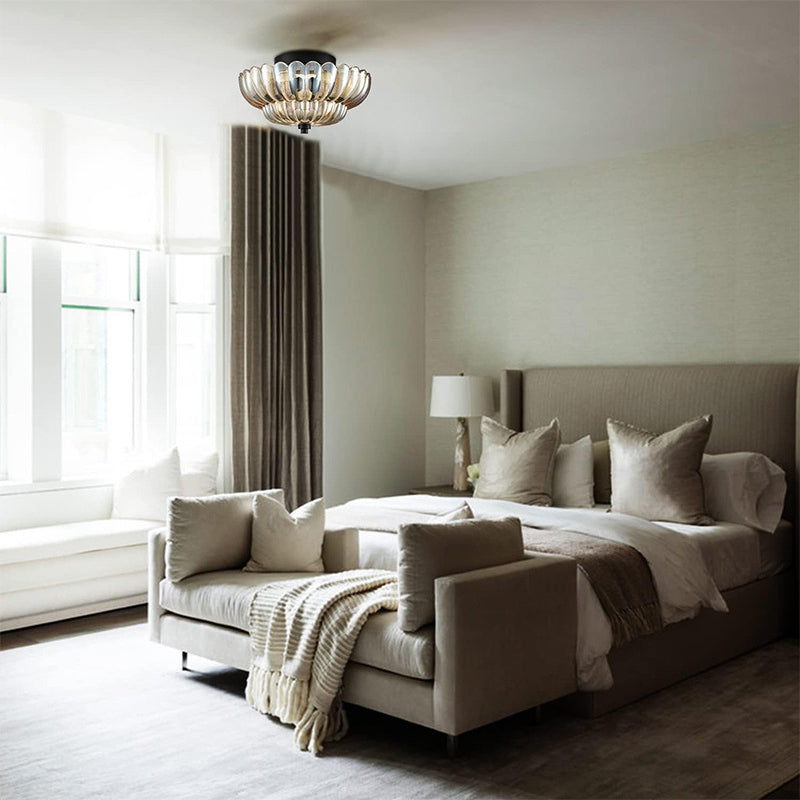 Modern Glass Semi-Flush Mount Ceiling Light - Umbrella Shape Decor