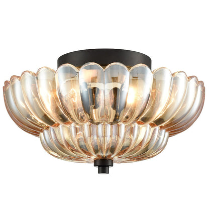 Modern Glass Semi-Flush Mount Ceiling Light - Umbrella Shape Decor