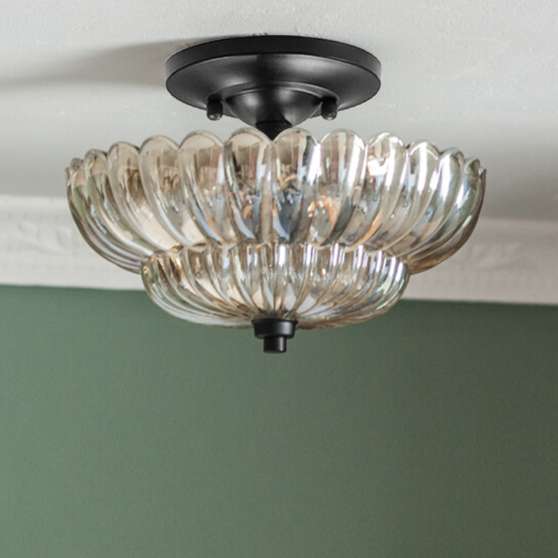 Modern Glass Semi-Flush Mount Ceiling Light - Umbrella Shape Decor