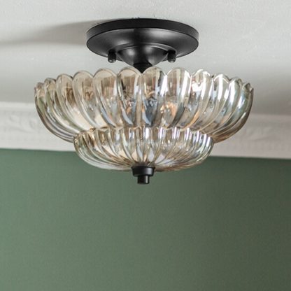 Modern Glass Semi-Flush Mount Ceiling Light - Umbrella Shape Decor