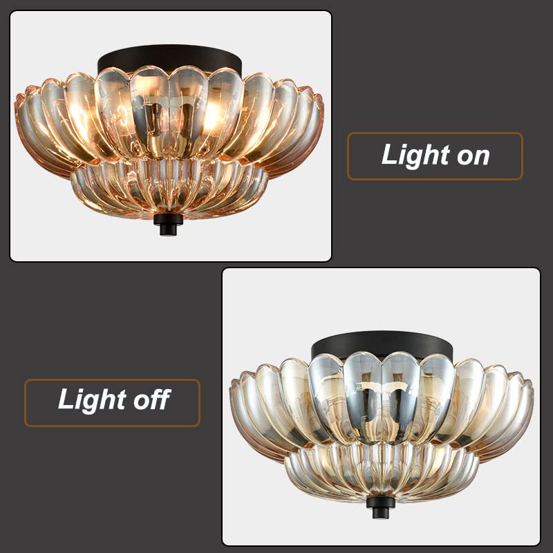 Modern Glass Semi-Flush Mount Ceiling Light - Umbrella Shape Decor