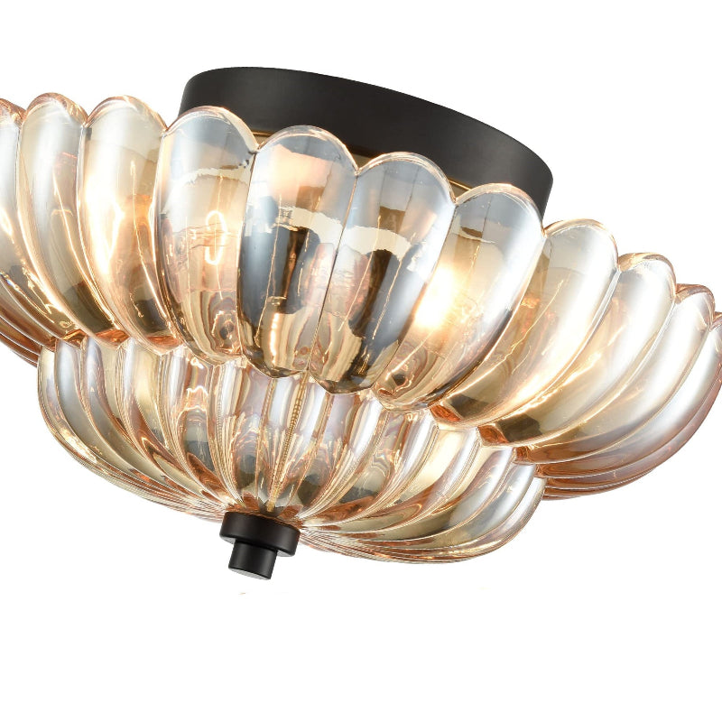 Modern Glass Semi-Flush Mount Ceiling Light - Umbrella Shape Decor