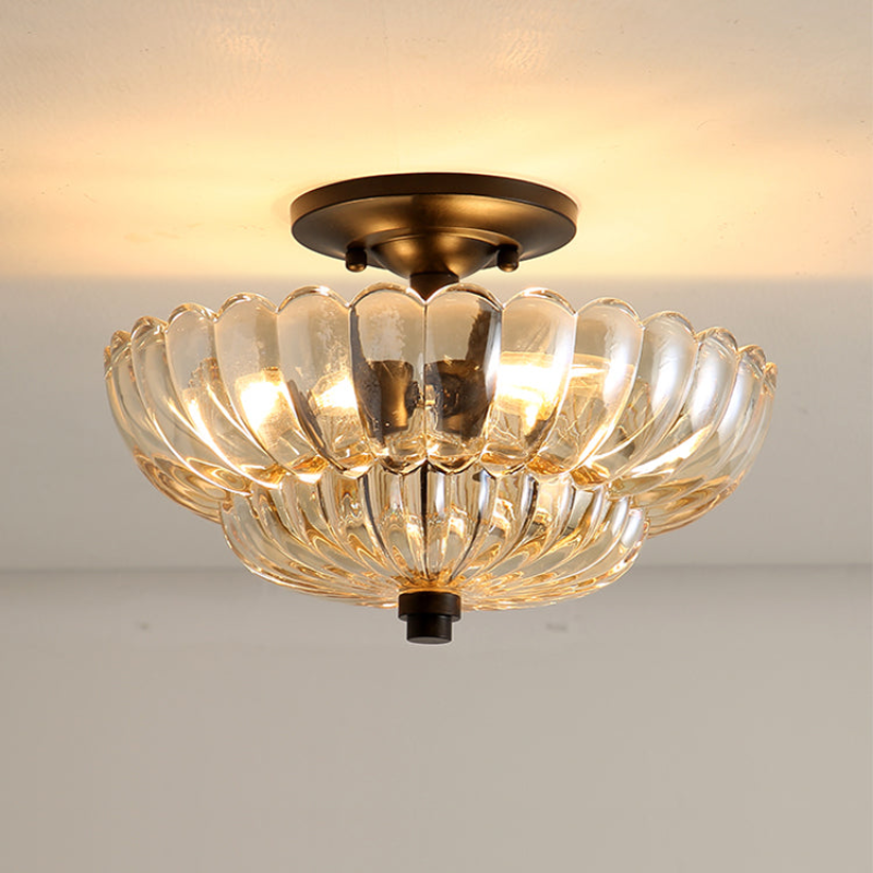 Modern Glass Semi-Flush Mount Ceiling Light - Umbrella Shape Decor