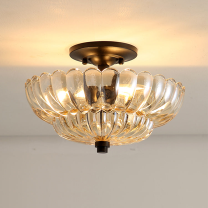 Modern Glass Semi-Flush Mount Ceiling Light - Umbrella Shape Decor