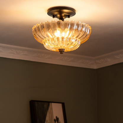 Modern Glass Semi-Flush Mount Ceiling Light - Umbrella Shape Decor