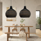 Load image into Gallery viewer, Black Rattan Large Pendant Light For Kitchen Island