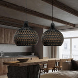 Load image into Gallery viewer, Black Rattan Large Pendant Light For Kitchen Island