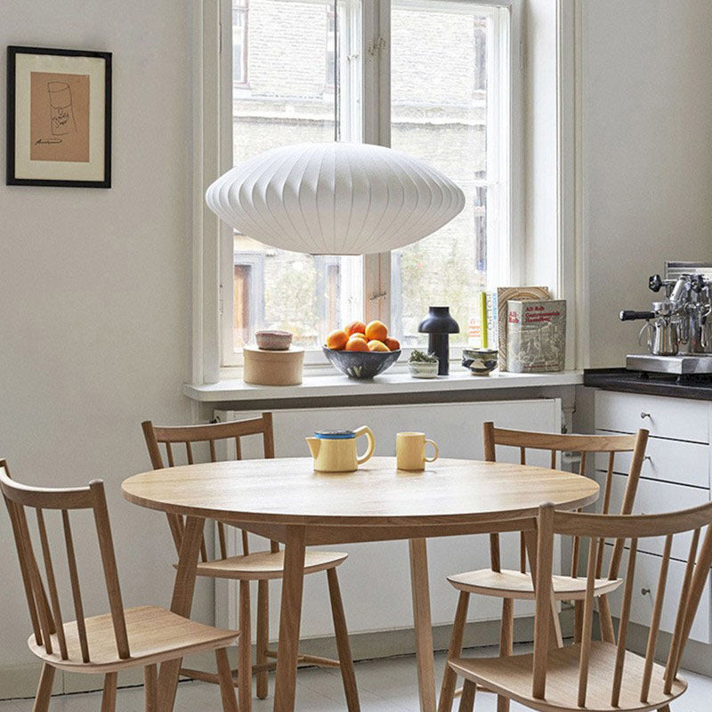 Mid-Century Modern Silk Bubble Pendant Light - Saucer Shape