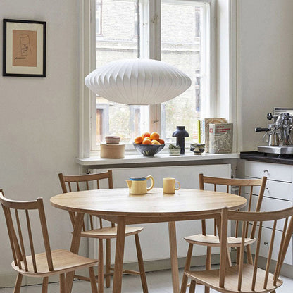 Mid-Century Modern Silk Bubble Pendant Light - Saucer Shape