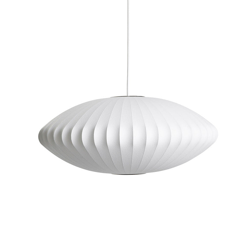 Mid-Century Modern Silk Bubble Pendant Light - Saucer Shape