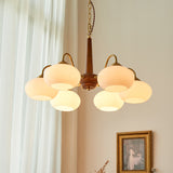 Load image into Gallery viewer, 4/6 Lights LED Chandelier Light Modern Style Wood Glass Pendant Light for Living Room