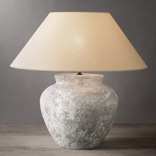 Wabi Sabi Traditional Style Japanese Grey Clay Stone Table Lamp-[Modern pendant lighting for bedroom and living space]-Demolights UK