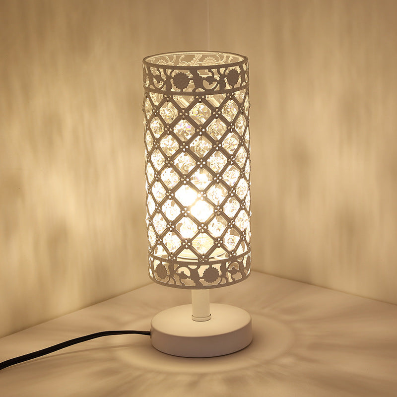 Crystal Table Lamps Silver Bedside Nightstand Lamp Desk Lamp for Living Room