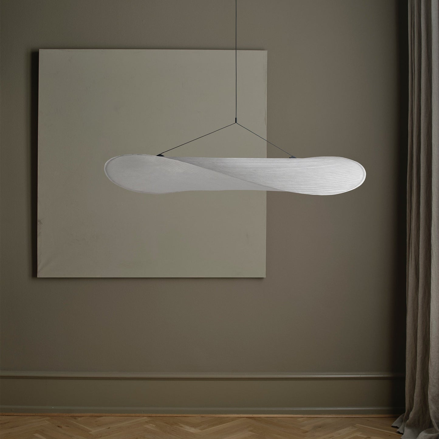 Modern Wavy Fiber Pendant Light - Wabi-Sabi Linear Hanging Lamp