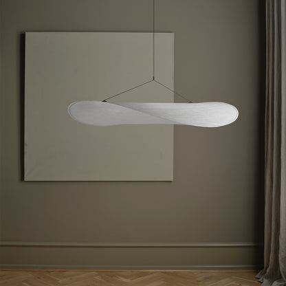 Modern Wavy Fiber Pendant Light - Wabi-Sabi Linear Hanging Lamp