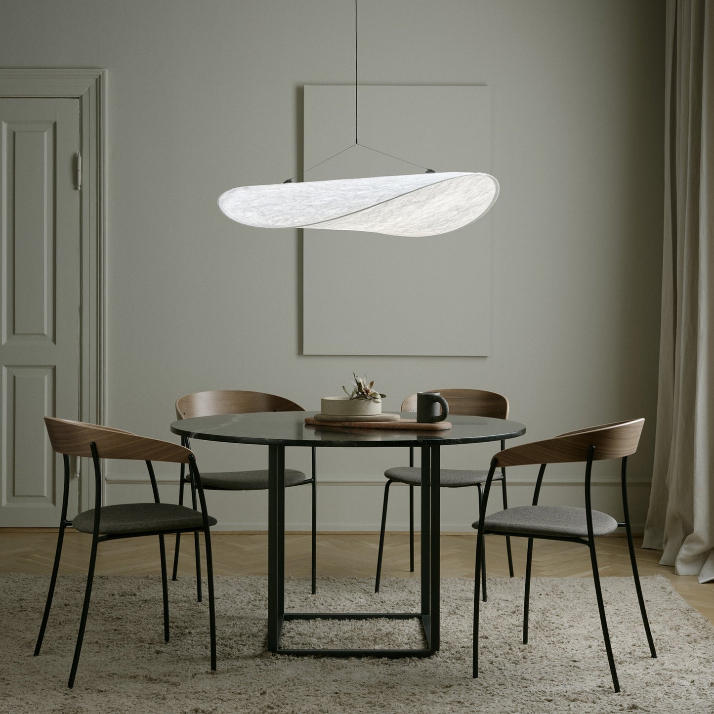 Modern Wavy Fiber Pendant Light - Wabi-Sabi Linear Hanging Lamp