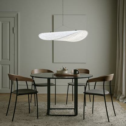 Modern Wavy Fiber Pendant Light - Wabi-Sabi Linear Hanging Lamp