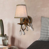 Load image into Gallery viewer, Tapered Bathroom Vanity Light Fixture Vintage Fabric 3 Lights Brown Wall Mount Light