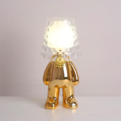 Nordic Chrome Little Golden Man Table Lamp Children's Room Night Lights
