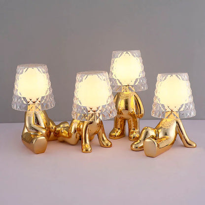 Nordic Chrome Little Golden Man Table Lamp Children's Room Night Lights