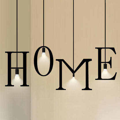 Loft Style English Letters DIY Portfolio Iron Droplight Industrial Vintage LED Pendant Light Fixtures Hanging Lamp Lighting