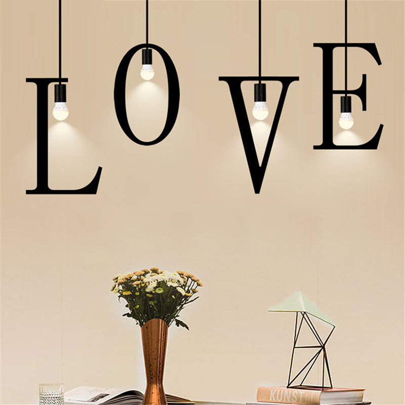 Loft Style English Letters DIY Portfolio Iron Droplight Industrial Vintage LED Pendant Light Fixtures Hanging Lamp Lighting
