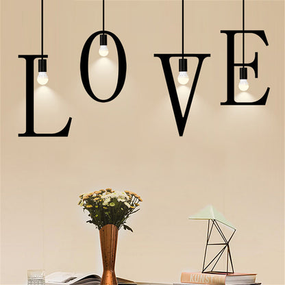 Loft Style English Letters DIY Portfolio Iron Droplight Industrial Vintage LED Pendant Light Fixtures Hanging Lamp Lighting