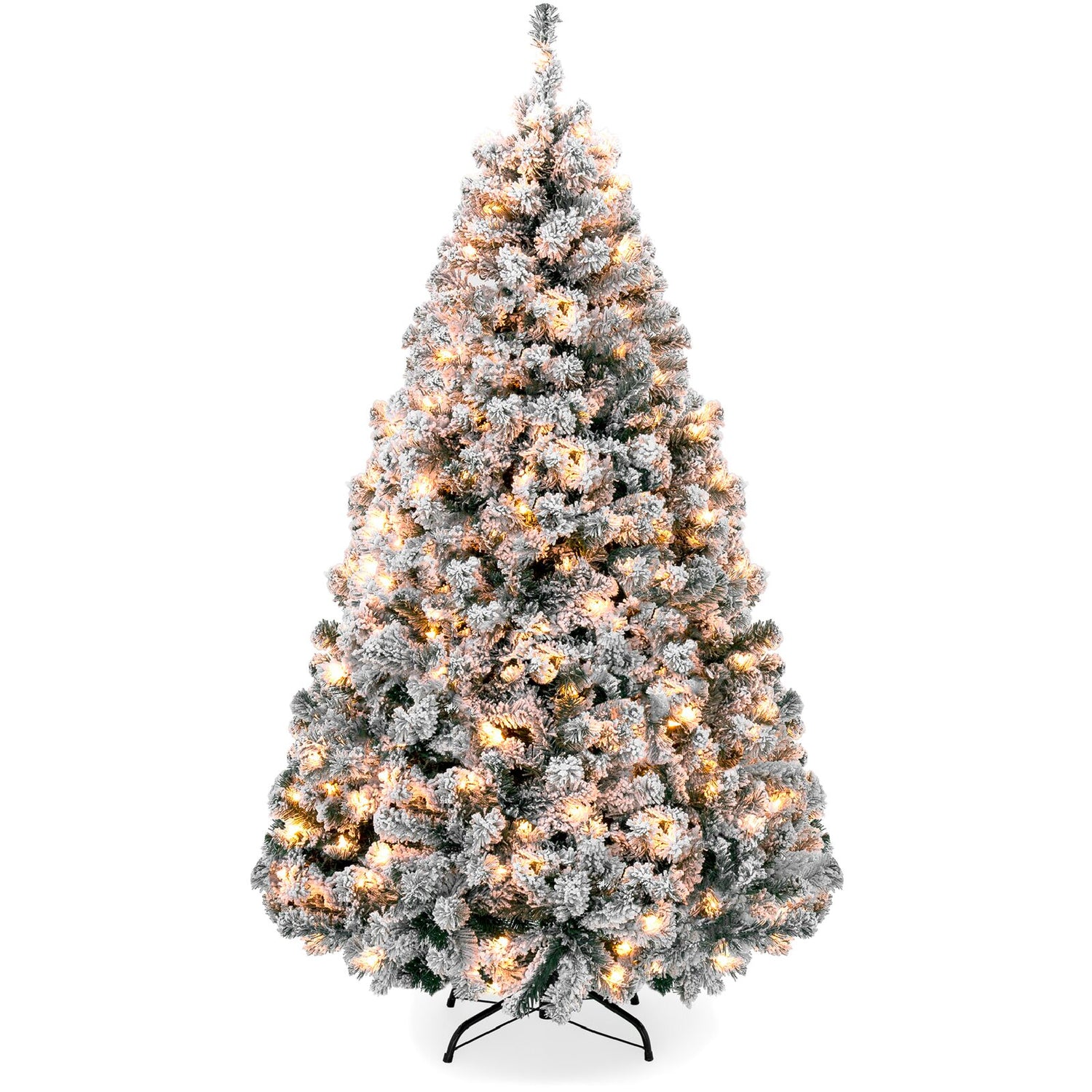 Pre-Lit Snow Flocked Artificial Christmas with Clear/White Lights-[Modern pendant lighting for bedroom and living space]-Demolights UK