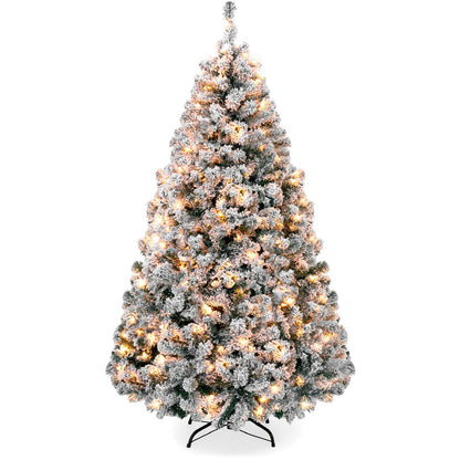 Pre-Lit Snow Flocked Artificial Christmas with Clear/White Lights-[Modern pendant lighting for bedroom and living space]-Demolights UK