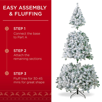 Pre-Lit Snow Flocked Artificial Christmas with Clear/White Lights
