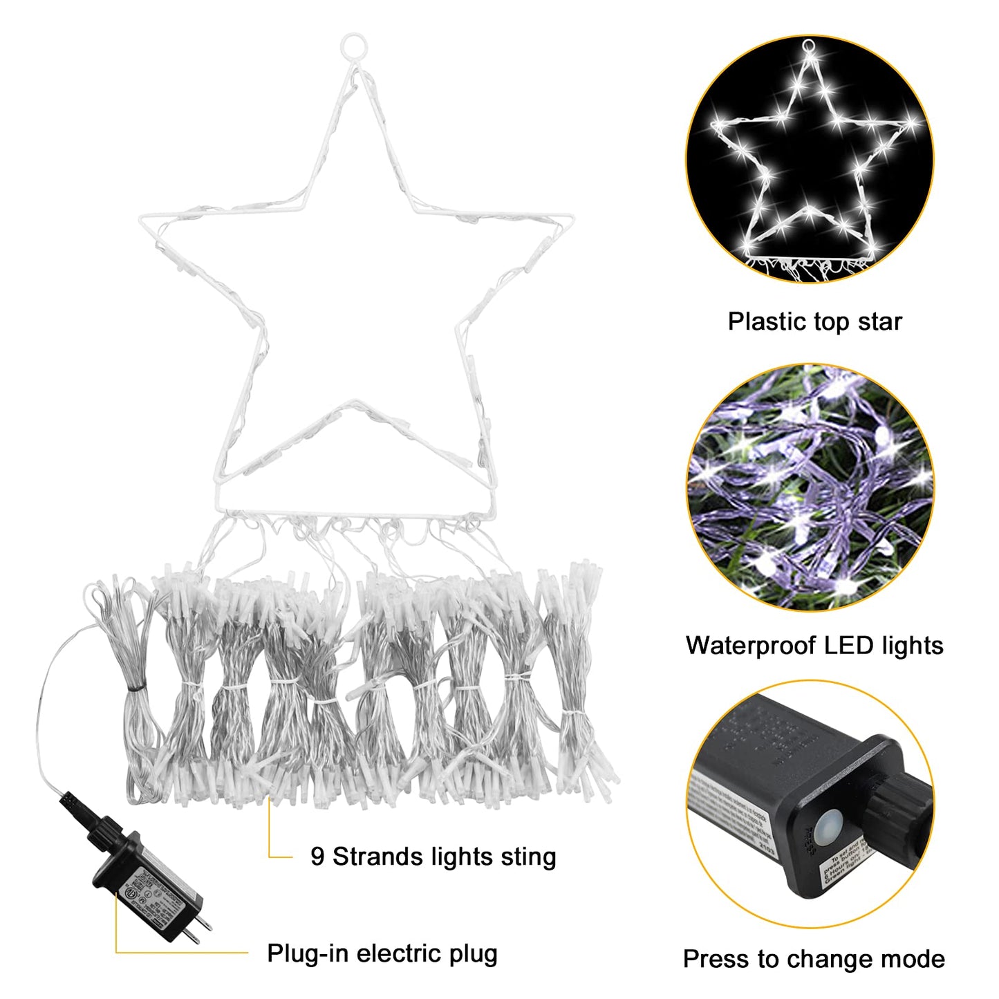 Outdoor Christmas  Waterproof 350 LED Star Lights Tree Decorations
