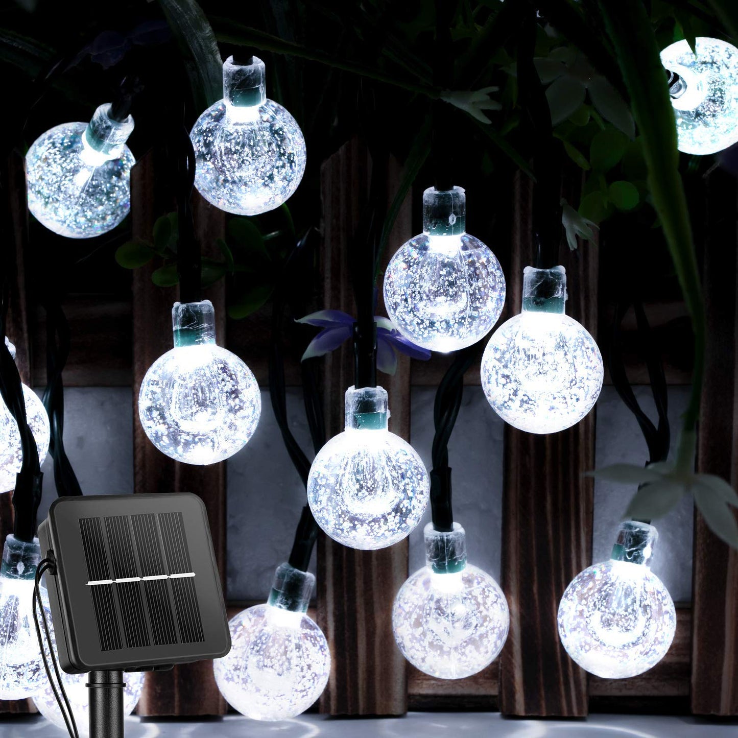 Brightown Solar String Lights Outdoor Crystal Globe Lights with 8 Lighting Modes