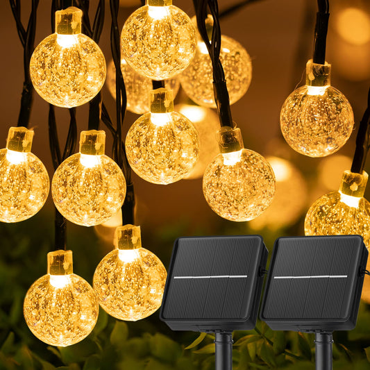Brightown Solar String Lights Outdoor Crystal Globe Lights with 8 Lighting Modes-[Modern pendant lighting for bedroom and living space]-Demolights UK