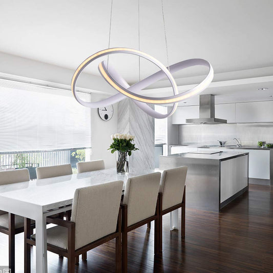 Modern Minimalist Dimmable Acrylic White Chandelier for Bedroom Living Room-[Modern pendant lighting for bedroom and living space]-Demolights UK