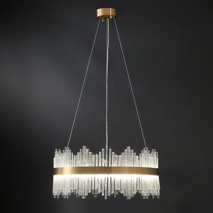 Modern Crystal Wave Chandelier - Luxury Gold Fringe Pendant Light