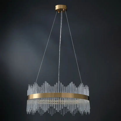 Modern Crystal Wave Chandelier - Luxury Gold Fringe Pendant Light