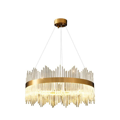 Modern Crystal Wave Chandelier - Luxury Gold Fringe Pendant Light