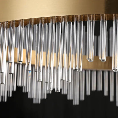 Modern Crystal Wave Chandelier - Luxury Gold Fringe Pendant Light