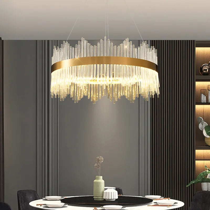 Modern Minimalist Round Lamp Luxury Crystal Chandelier Decorative Hanging Light-[Modern pendant lighting for bedroom and living space]-Demolights UK