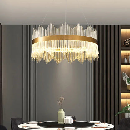 Modern Minimalist Round Lamp Luxury Crystal Chandelier Decorative Hanging Light-[Modern pendant lighting for bedroom and living space]-Demolights UK