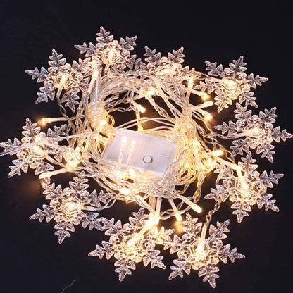 LED Snowflake Curtain String Lights Plug-in Curtain Lights with 8 Modes Decoration