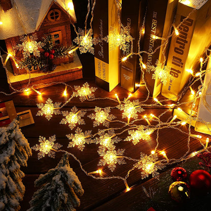 LED Snowflake Curtain String Lights Plug-in Curtain Lights with 8 Modes Decoration