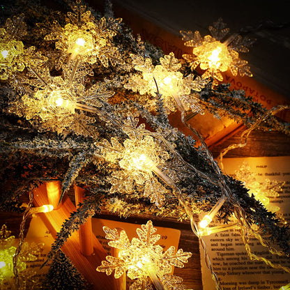 LED Snowflake Curtain String Lights Plug-in Curtain Lights with 8 Modes Decoration