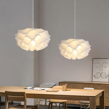 Modern White Wavy Layered Pendant Light - Scalloped Cloud Lamp