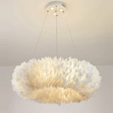 Load image into Gallery viewer, Nordic Ring Feather Chandelier White Fluffy Lamp Shade Pendant Light