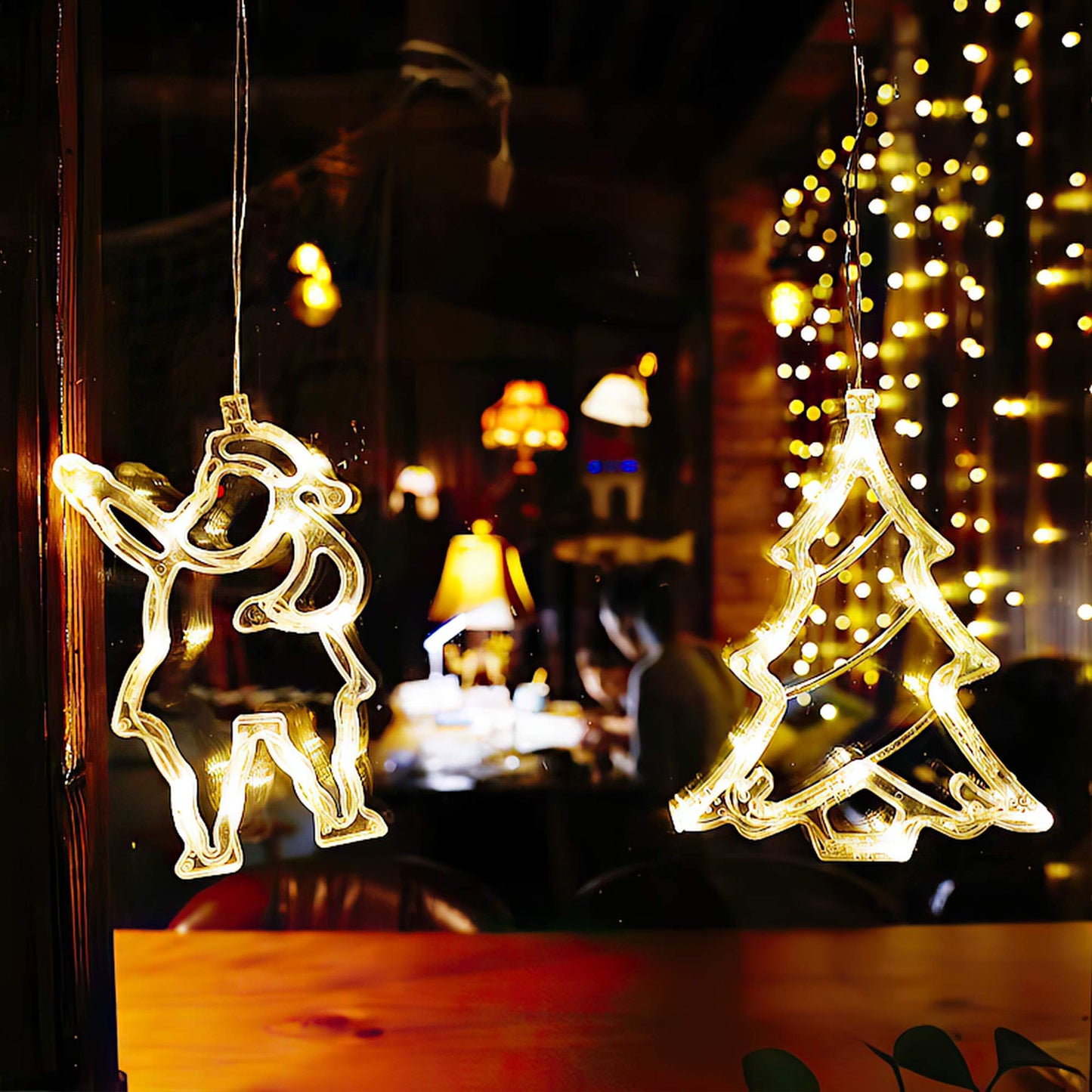 3D Christmas Decoration Window Hanging Lights with Suction Cup