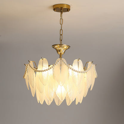 Luxury Modern Minimalist Living Room Shade Feather Chandelier-[Modern pendant lighting for bedroom and living space]-Demolights UK