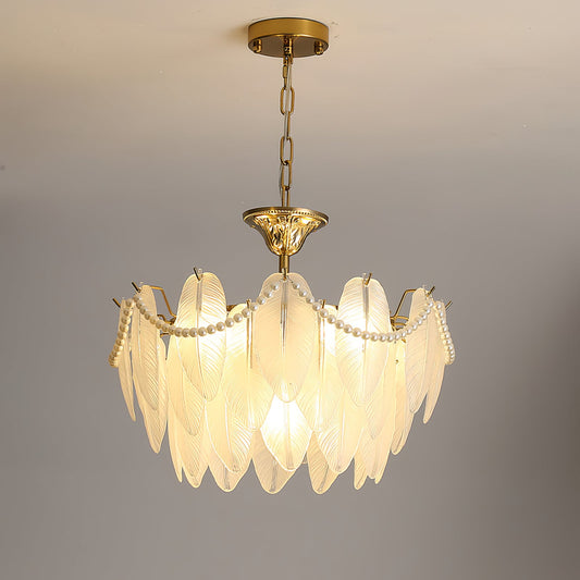 Luxury Modern Minimalist Living Room Shade Feather Chandelier-[Modern pendant lighting for bedroom and living space]-Demolights UK