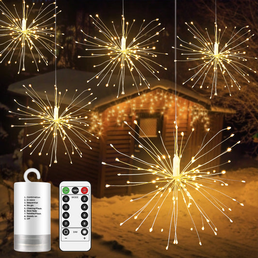 120 LEDs Plug-in 8 Mode Explosion Fireworks Led Copper Wire Fairy Lights-[Modern pendant lighting for bedroom and living space]-Demolights UK