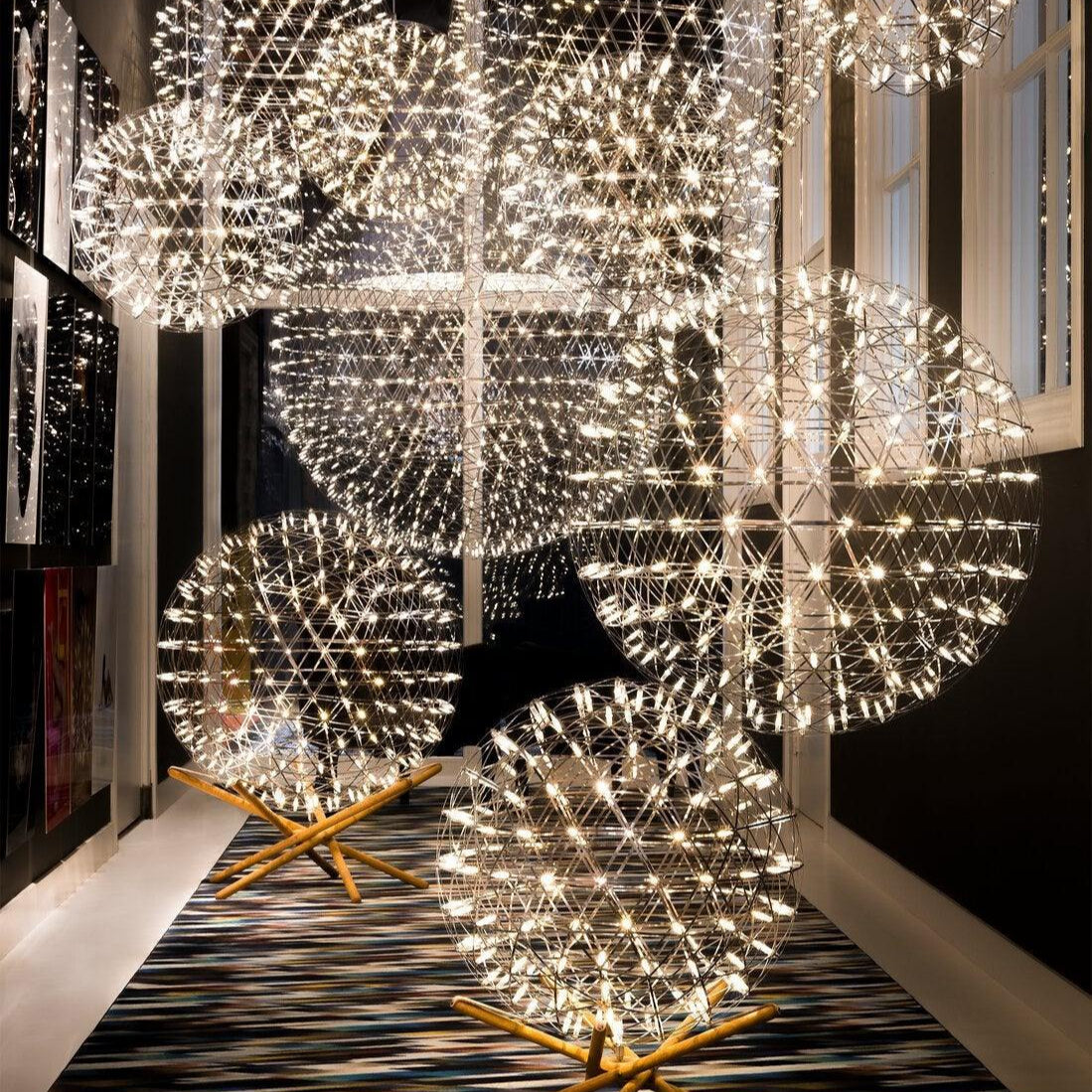 Stainless Steel LED Firework Raimond Pendant Light-[Modern pendant lighting for bedroom and living space]-Demolights UK